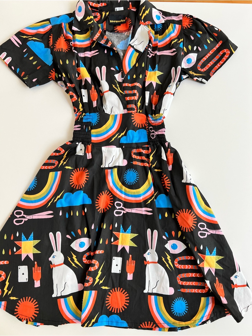 Size Small Nooworks Leah Dress with Red and Pink Graphic Print